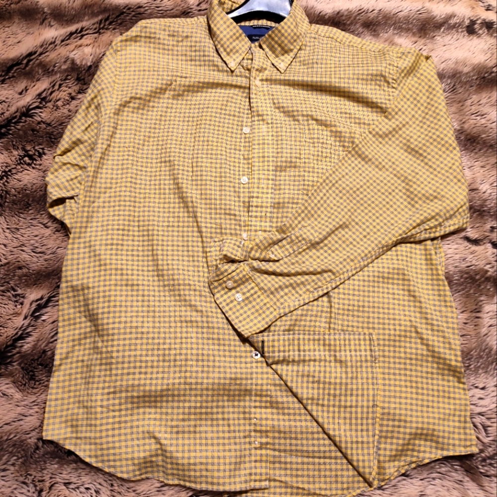 XL Nautica button down yellow long sleeve 100% cotton